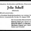 Schell Julie 1898-1968 Todesanzeige